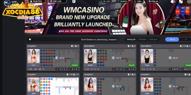Sảnh Casino online XOCDIA88 - Trải Nghiệm Đỉnh Cao 2025 2 Nhà phát hành WM Casino